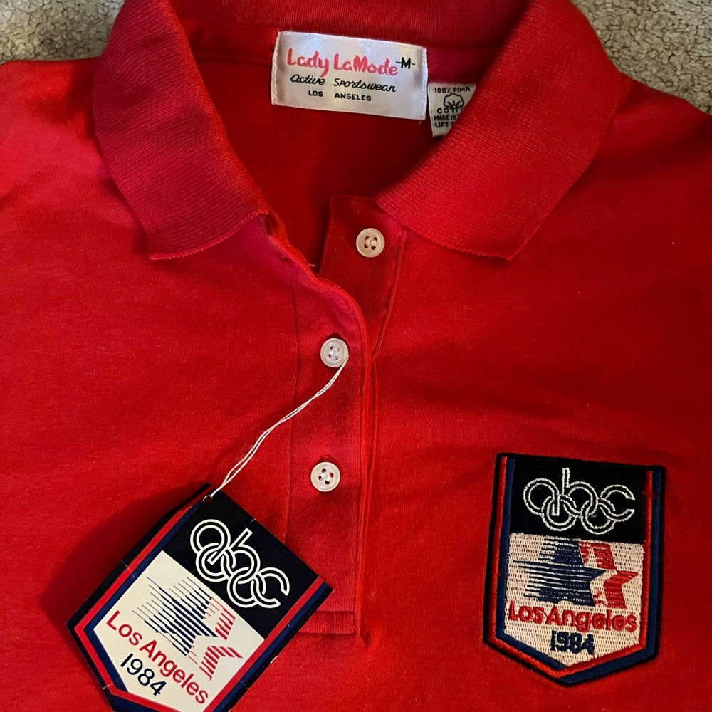 ABC 1984 Los Angeles Summer Olympics Red Polo Shirt Rare Vintage 2028 BRAND NEW